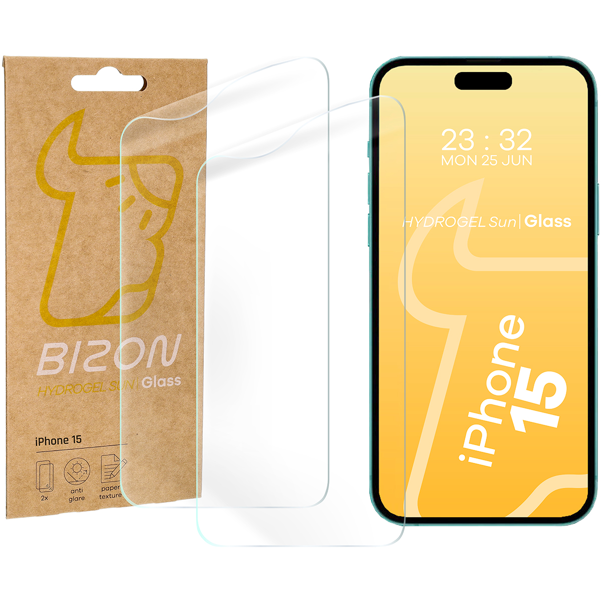 Folia matowa na ekran Bizon Film Sun Duo do iPhone 15, 2 sztuki